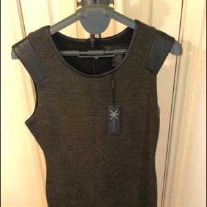 Faux Leather Brown & Black Dress.